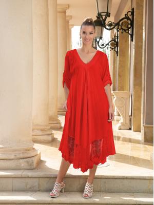 Сукня з мереживною вставкою та кишенями 5070-F-red-C